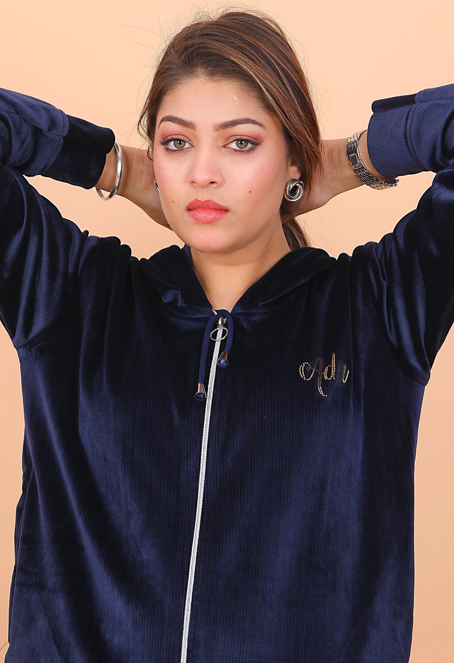 AdaFashions Navy Blue Velvet Co-Ord Set – Luxe Nightwear Edition