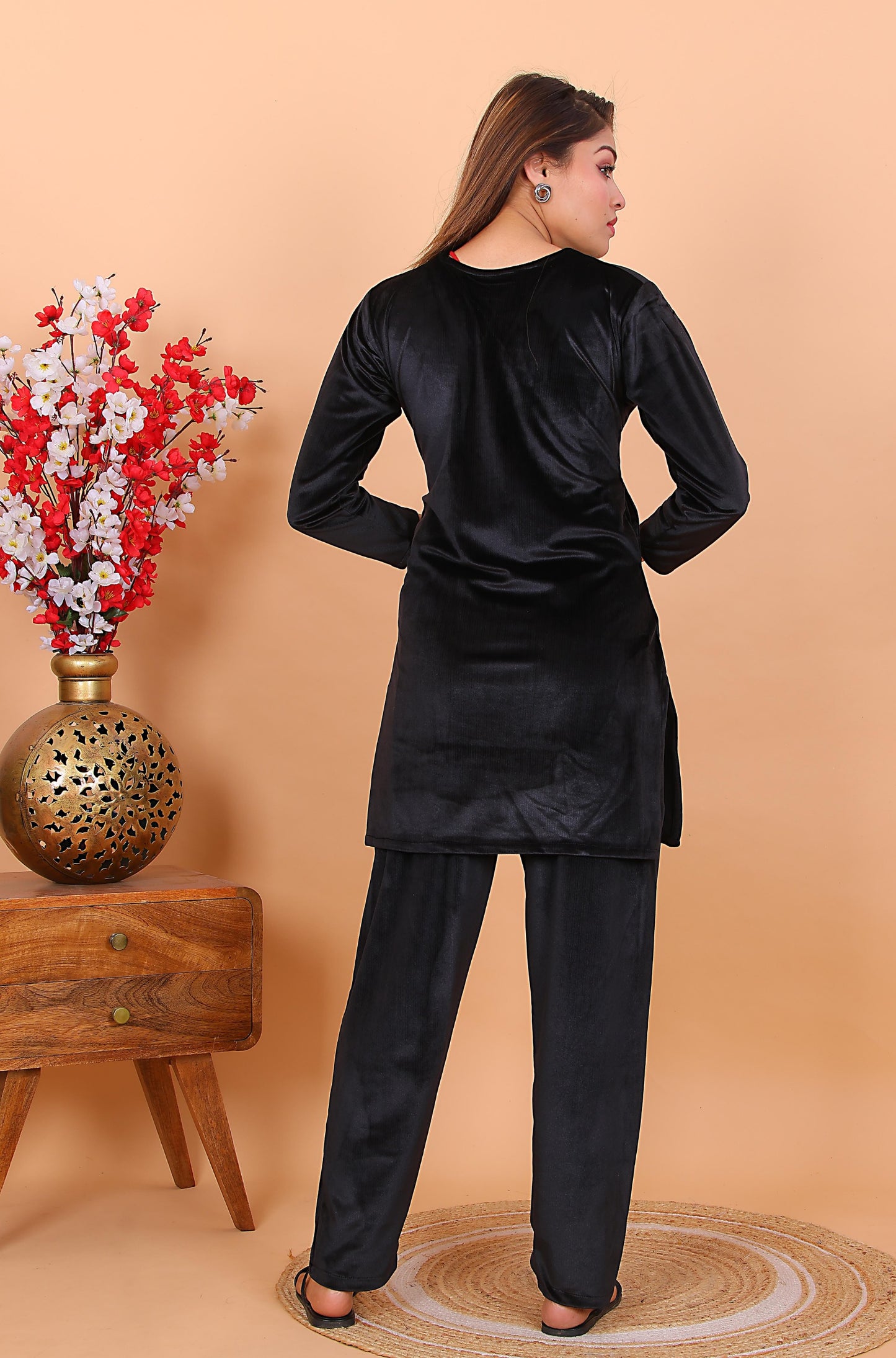AdaFashions Black Velvet Co-Ord Set – Luxe Nightwear Edition