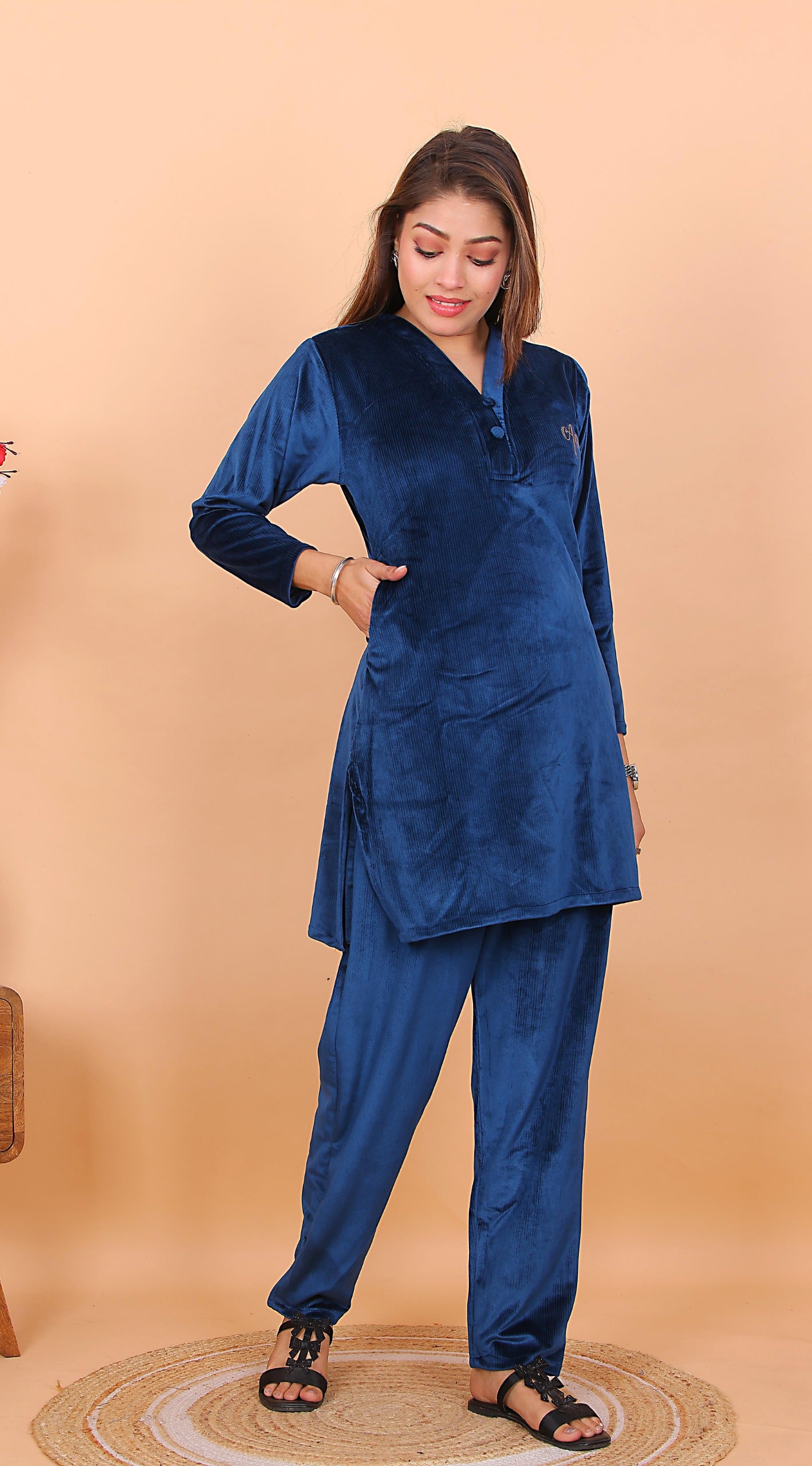 AdaFashions Velvet Co-Ord Set – Luxe Nightwear Edition