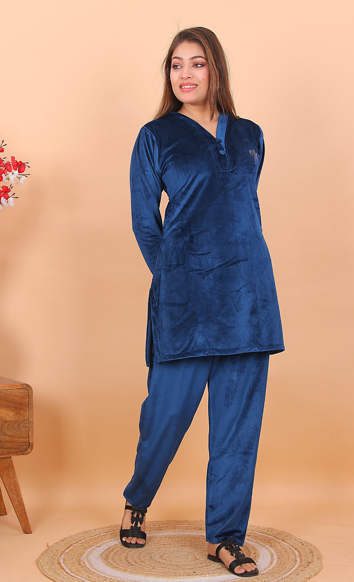 AdaFashions Velvet Co-Ord Set – Luxe Nightwear Edition
