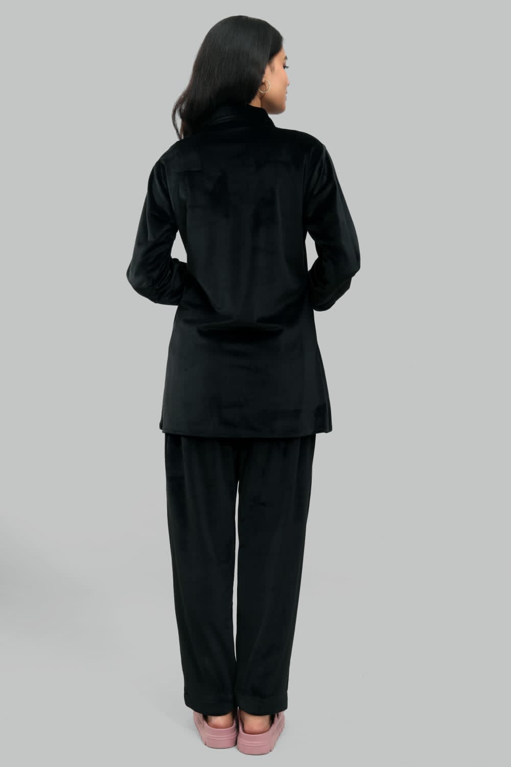 AdaFashions Black Casual Velvet Co-Ord Set – Winter Edition