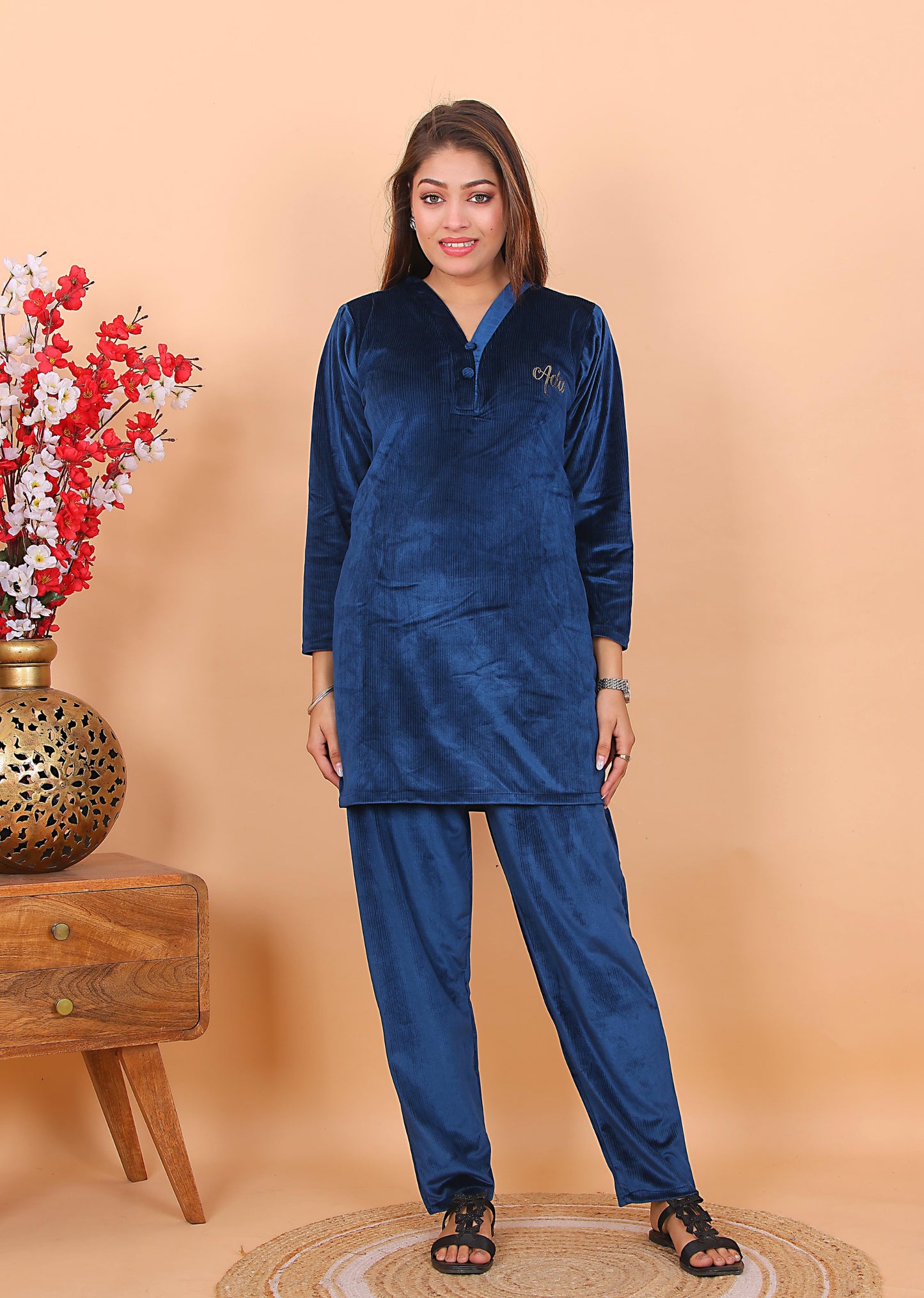 AdaFashions Velvet Co-Ord Set – Luxe Nightwear Edition
